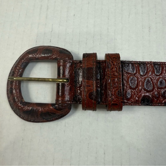 Vintage Moods by Kronos Brown Leather Belt with Brass Buckle Size Medium - Picture 2 of 9